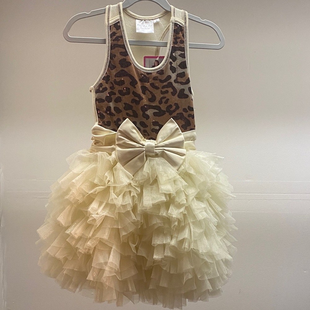 Ooh! La, La! Couture Leopard Tutu Dress with Cream Bow
